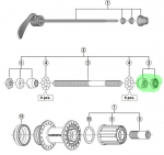 Koonus ja mutter rummule Shimano FH-RM35 parem pool