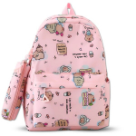 Roosa laste kooliseljakott t&uuml;drukutele Kap&uuml;bara kujundusega ja pinaliga