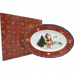 Ovaalne portselantaldrik 32 cm, j&otilde;ulupunane &ndash; Bogucice