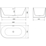 Vann Mexen Gia, parempoolne, 150 x 75 cm, must matt + harjatud gun gray &uuml;levool