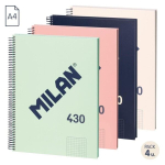 Spiraalvihik A4/80K ruuduline 1918 mix (4 tk) - MILAN