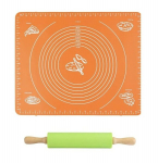 Silikoonist k&uuml;psetusmatt taina rullimiseks, 40x50 cm + taignarull, 38 cm