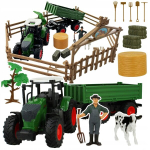 Traktor koos haagise ja loomade komplektiga "v&auml;ike talunik"