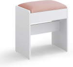 Tualettlaua taburet, 45x28.6x49.5 cm, valge, roosa