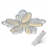 LED laevalgusti plafoon 55cm valge, lehtede kuju, puldiga, h&auml;mardatav ja muudetav v&auml;rvitemperatuur, dekoratiivne