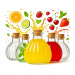 5x Veneetsia klaaspudelit 250ml korgiga