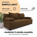 Kahe kohaline lahtik&auml;iv diivan Simple Light ilma k&auml;etugedeta, Podrez, pruun