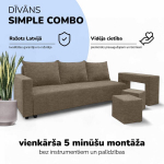 Kahe inimese diivan-voodi lauaga ja puffidega Simple Combo, Podrez, beež