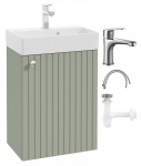 Eukal&uuml;pti vannitoakapp + kroomsegisti, valamu 50x70cm - Elegantne ja kompaktne lahendus