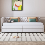 Diivanvoodi, 90 x 200 cm, beež, samet