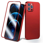 Joyroom 360 Full Case front and back cover for iPhone 13 Pro Max + tempered glass screen protector red (JR-BP928 red) (Red)