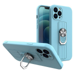 Ring Case silicone case with finger grip and stand for iPhone 12 mini light blue (Light blue || Niebieski)