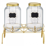 Joogidosaator, 2 tk klaasist joogidosaatorid 41.4x17.7x44 cm, l&auml;bipaistev, metallist alus