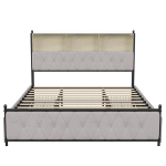 Polsterdatud voodi 180&times;200 cm LED-valgustuse, USB ja 4 sahtliga