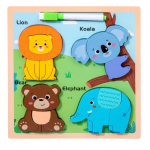 Puidust pusle joonistustahvliga 2in1 - Metsloomad