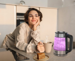 Juhtmevaba klaasist elektriveekann 1,7 l 2200 W LED-valgustusega, temperatuur 40&ndash;100 &deg;C, Belaidis stiklinis elektrinis virdulys 1,7 l 2200 W su LED, temperatūra 40&ndash;100 &deg;C