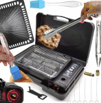 Kaasaskantav turistidele m&otilde;eldud gaasigrill varraste ja muude tarvikutega