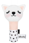 Pehme k&otilde;risti Kass Akuku, valge/roosa