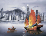 Teemanttikand, Hongkong &ouml;&ouml;sel, 40x50, varvikas, LG253e