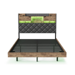 Ujuv voodiraam 160x200 cm RGB LED, USB ja riiulitega peatsiga &ndash; Industriaalne stiil