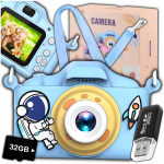 Digikaamera Laste digikaamera m&auml;ngudega, 32 GB m&auml;lukaart, Vaiki&scaron;kas skaitmeninis fotoaparatas su žaidimais, 32 GB atminties kortelė