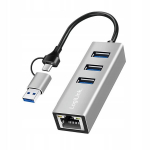 Logilink Usb-c/usb-a jaotur: 3x Usb 3.0, 1gbps Ethernet, h&otilde;bedane