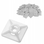 Valge kleepuv hoidik kaablitele 38x38mm, 100 tk.