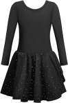 Elegantne pikkade varrukatega balleti bodi tutu seelikuga 120 cm, must, 120 cm