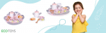 Wooden tea set cups kettle 15 pieces ECOTOYS