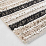 Boho stiilis puuvillane vaip 60x90 cm, beež ja must