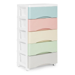 Bookcase with 5 pull-out drawers legs with wheels colorful drawers ModernHome