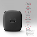 AXAGON ACU-PD20 Wall charger 20W, 1x port USB-C, PD3.0/PPS/QC4+/AFC/Apple, must