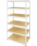 Valge metallist hoiuriiul Helios 196x100x60 cm, 6 riiulit