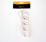 Elektripikendusjuhe 4 pistikupesaga, 3m kaabel, valge