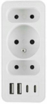 Plastrol pikendus 3 pistikupesa ja 4 Usb-ga (2x Usb-a, 2x Usb-c)