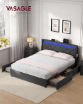 Voodiraam, 160x200 cm, 210.2x185x88.2 cm, Tumehall, Metall