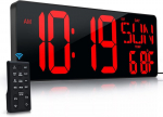 Suur digitaalkell 17,2", LED, kaugjuhtimispult, temperatuur, kuup&auml;ev, suveaeg, kontorisse ja koju