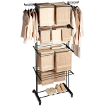 Pesukuivati metallist must vertikaalne ratastel XXL 745x64x225 cm Orion