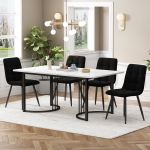 S&ouml;&ouml;gilauakomplekt 5-osaline, laud 140x80 cm, 4 tooli, MDF lauaplaat, mustad jalad, mustad sametist toolid