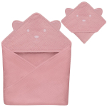 Laste musliinist kapuutsiga r&auml;tik Lionelo Muslin Hooded Towel Pink Baby