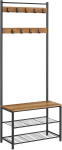 Riiul mantlitele koos jalan&otilde;ude pingiga 70x32.5x175 cm Pruun-must metall