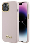 Arva silikoonist korpus koos metallist logo ja raami iPhone 15 Pro - roosa