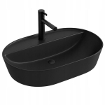 Must ovaalne keraamiline lauale paigaldatav valamu, avaga, suur, 60 cm