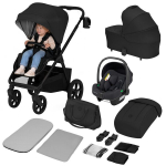 Lapsevanker 3in1, GravelTech rattad, kokkupandav koos istmega, vedrustus, komplekt &ndash; Lionelo Carmine Black Onyx