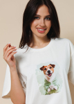 Oversize T‑s&auml;rk URBAN PAWS 4826/010 Giulia, v&auml;rv milk/jack russell print