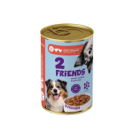 2 Friends t&auml;iss&ouml;&ouml;t t&auml;iskasvanud koertele, komplekt 6 &times; 1240 g. Linnulihaga t&uuml;kid kastmes