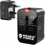 Reisiadapter USA / &Uuml;hendkuningriik / EL pistikupesadele &ndash; All in One &ndash; USB laadija