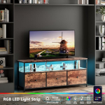 Tark TV kapitekkuni, kuni 55-tolliste telerite jaoks, 3 kangast sahtlit ja LED valgustusega, 137 cm, elutuppa, pruun