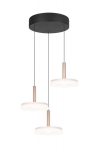 Trio Celeste ripplamp, 3 pruuni klaasist varjundit, Led