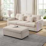 L-kujuline diivan LED-ga, 500 kg, 3-ist + ottoman, 1 tk